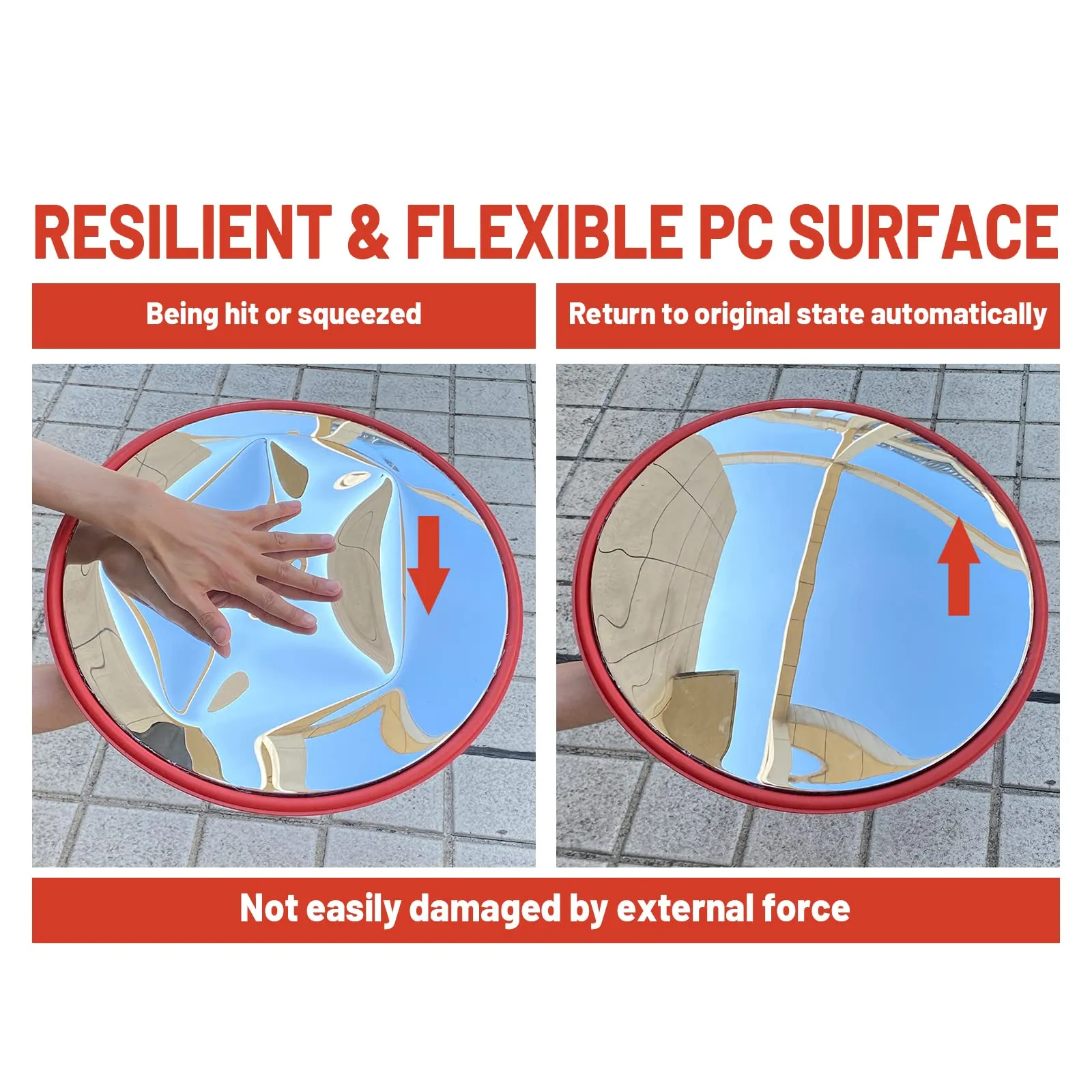 30cm Impact-Resistant Convex Traffic Mirror, Wide Angle