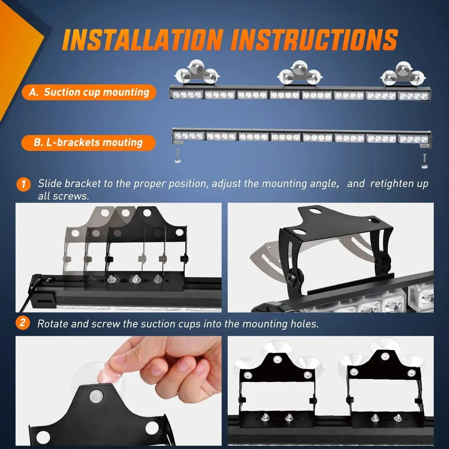35 Inch 32 Leds Traffic Advisor Strobe Amber White Light Bar