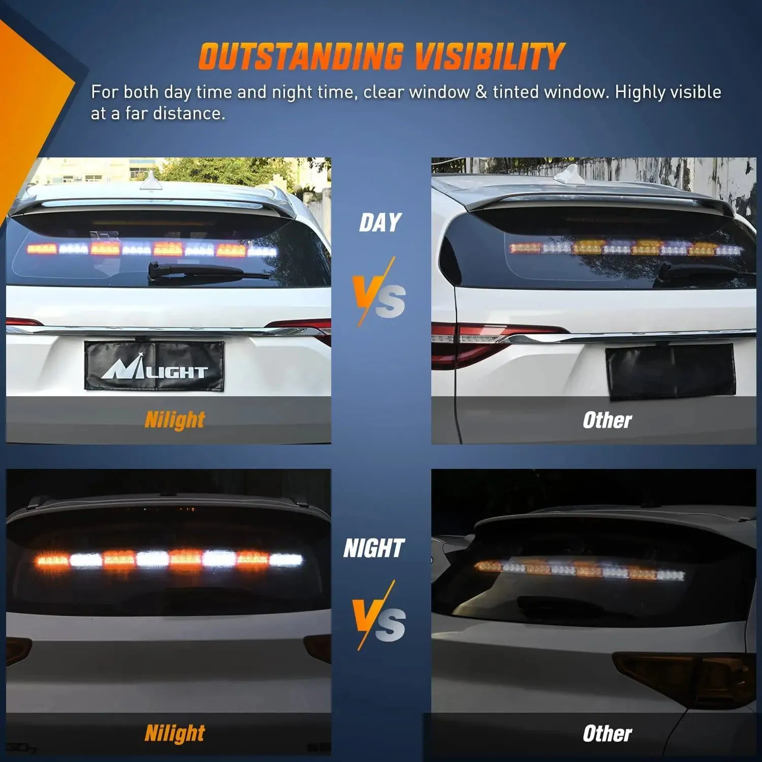 35 Inch 32 Leds Traffic Advisor Strobe Amber White Light Bar