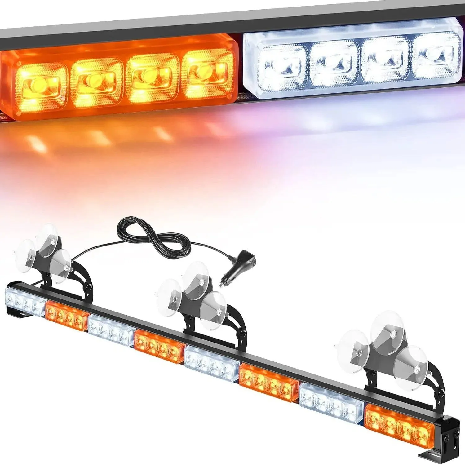35 Inch 32 Leds Traffic Advisor Strobe Amber White Light Bar