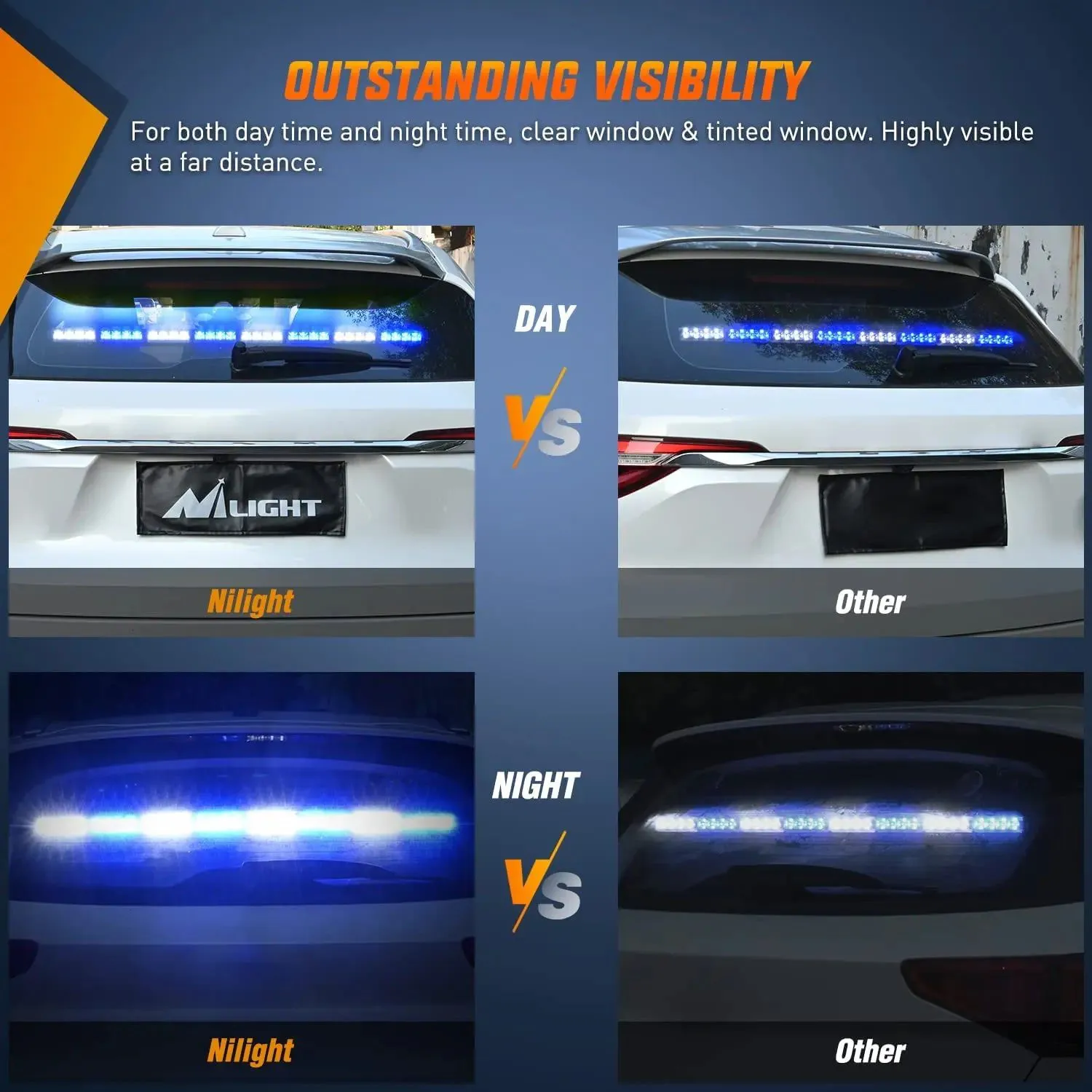 35 Inch 32 Leds Traffic Advisor Strobe Blue White Light Bar