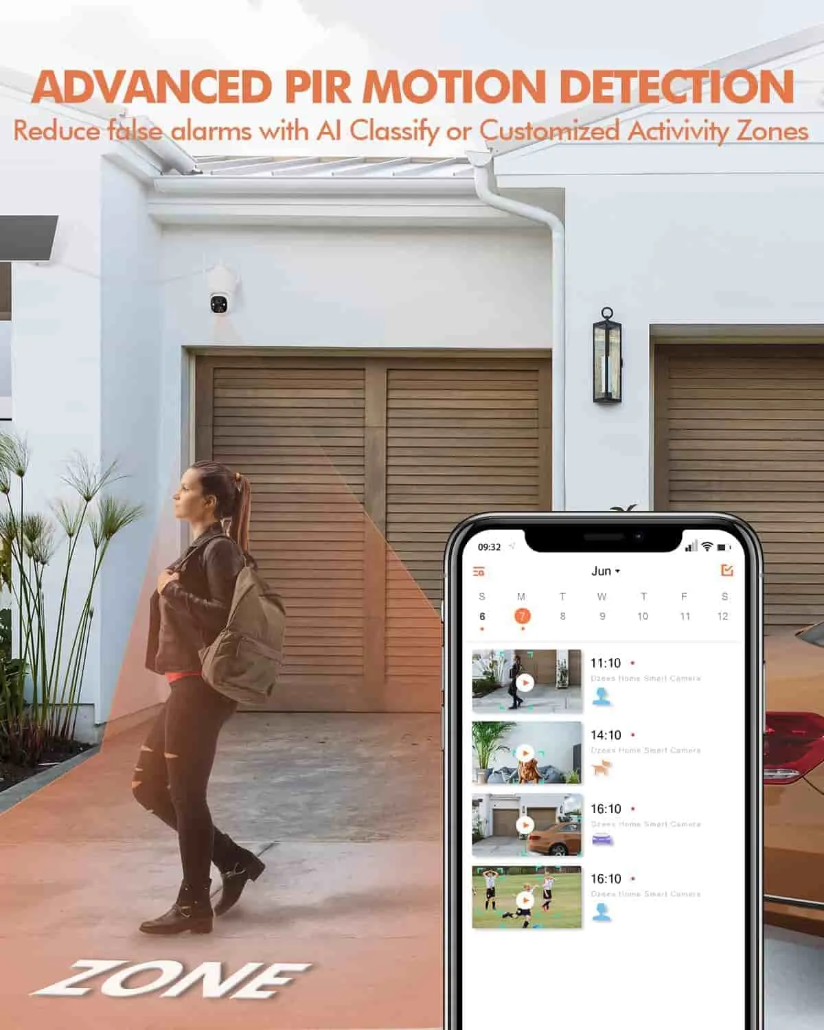 360° PTZ 2K Wireless Battery Powered Spotlight Security Camera with Solar Panel Dzees D3K