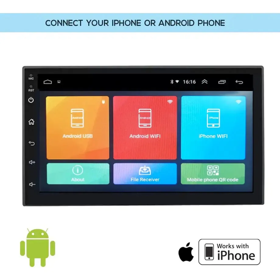 7 Inch - Universal Android Entertainment & GPS System With Phone Link