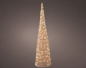 90cm Warm White Micro LED Wicker Outdoor Cone by Lumineo