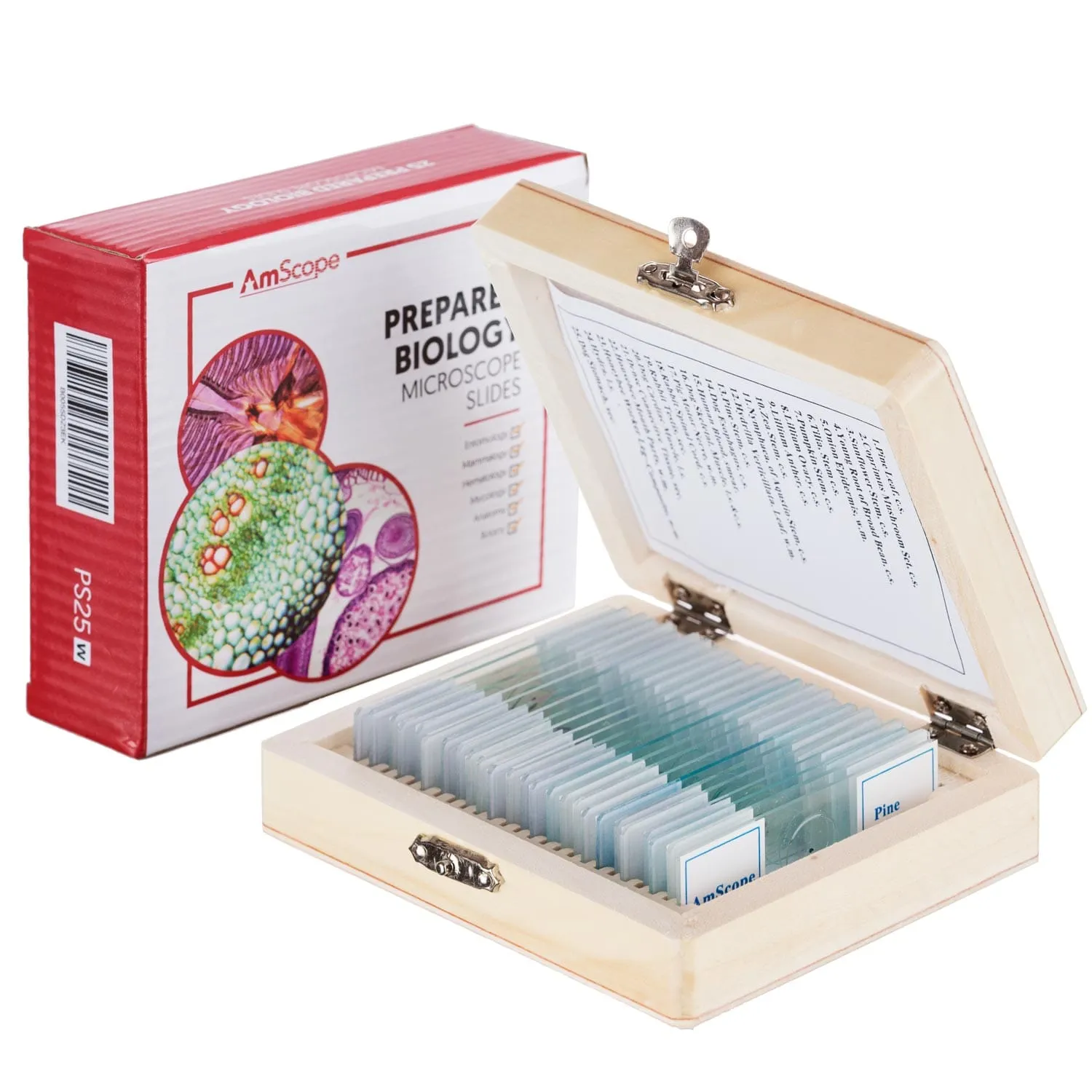 AmScope B110 Series Premium Student Lab Binocular Compound Microscope Bundles: 40X-1000X dual LED, Ergonomic, with Digital Camera, Tweezers, and Prepared Microscope Slide Set