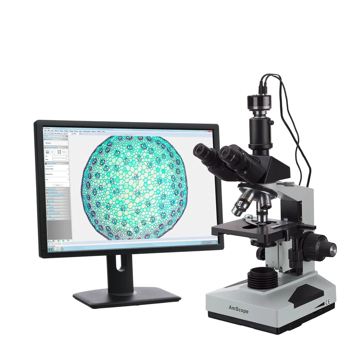 AmScope T490 Series Biological Trinocular Compound Microscope with HDMI C-mount Camera