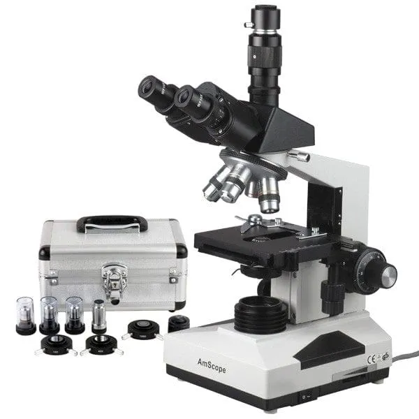 AmScope T490 Series Phase-contrast Trinocular Compound Microscope with 1080P HDMI C-mount Camera