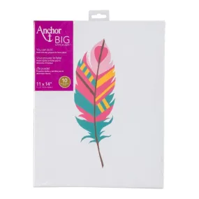 Anchor Big Stitch Art Embroidery Kit 11X14 - Feather Stamped On Stretched Canvas Feather 2
