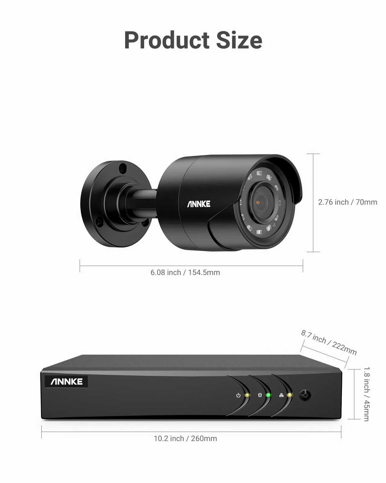 ANNKE 8CH H.265  3K Lite Surveillance Security Camera System with AI Human/Vehicle Detection, 4 x 1920TVL 2MP Wired CCTV IP66 Cameras for Indoor Outdoor Use, Remote Access, 1TB Hard Drive Included