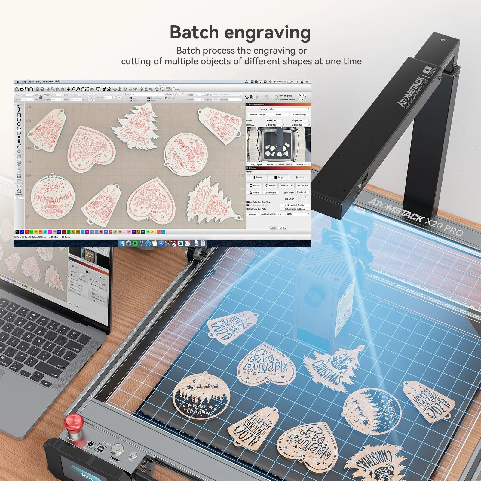 ATOMSTACK AC2 LightBurn Camera For Laser Engraving Machines 1080P HD Video Visual Preview WiFi Connection Real-Time Remote Monitoring Precise Positioning 32GB Memory Card