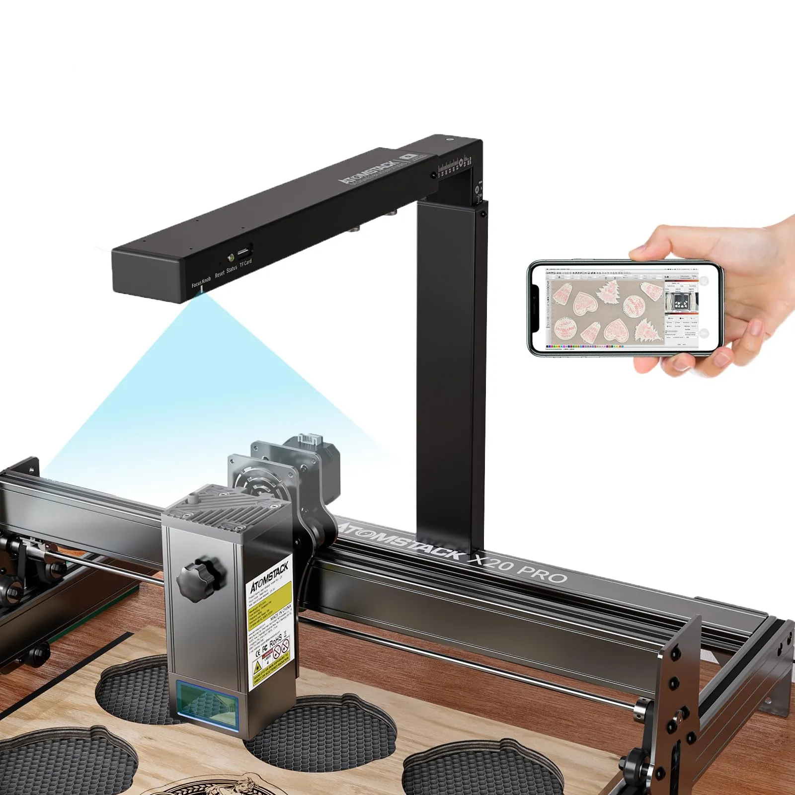 ATOMSTACK AC2 LightBurn Camera For Laser Engraving Machines 1080P HD Video Visual Preview WiFi Connection Real-Time Remote Monitoring Precise Positioning 32GB Memory Card