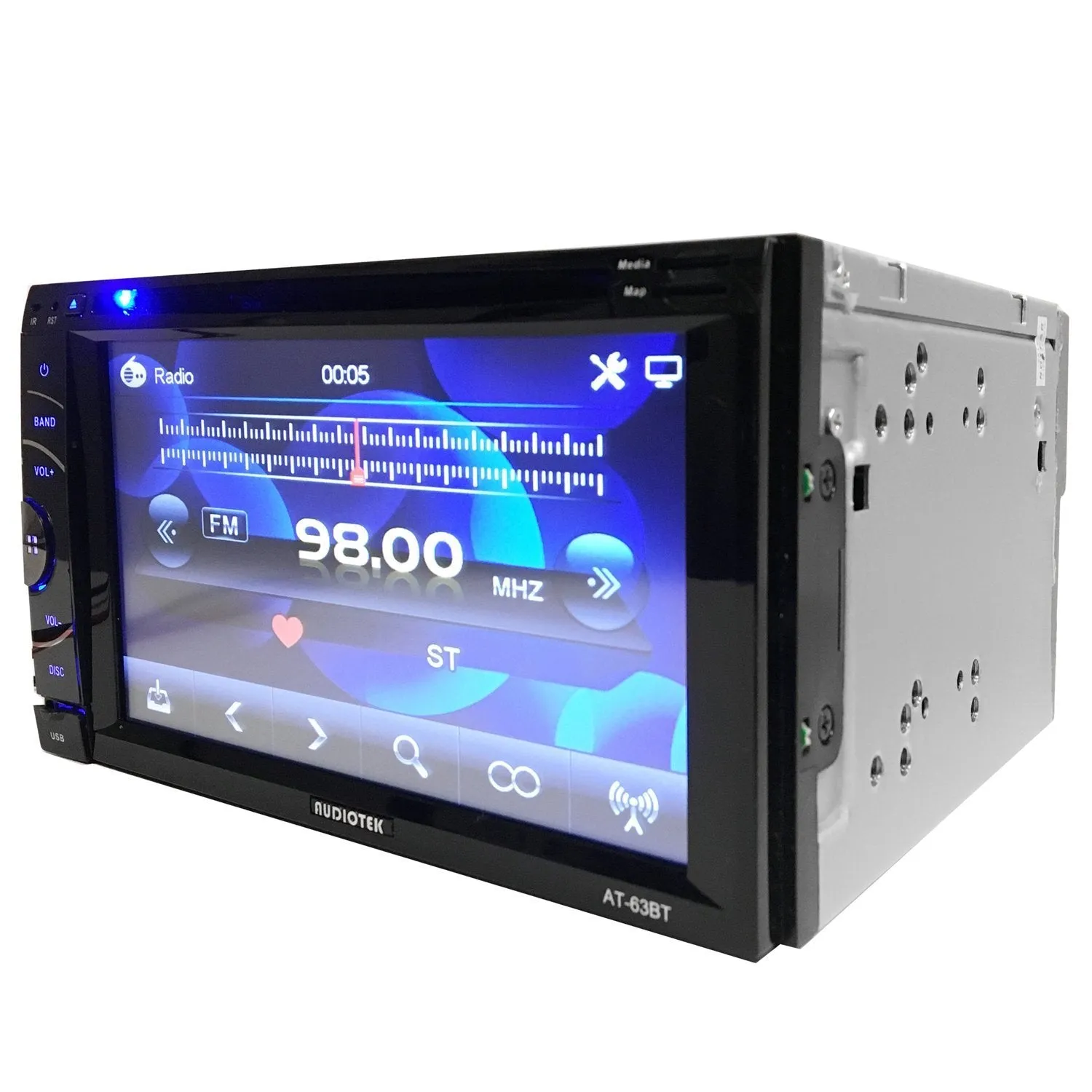 Audiotek - AT-63BHDMI- 6.5" Double-Din HDMI/AM/FM/MP3/MP4 Playable w/ Bluetooth/USB/AUX/SD/DVD/CD Touchscreen Car Media Player Receiver System