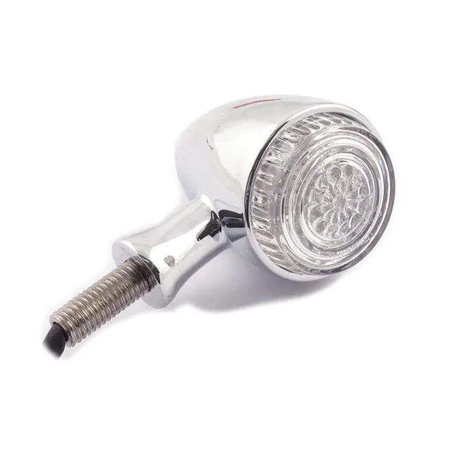 Bullet LED Turn Signals/Indicators (Pair)   41mm Fork Clamps - Chrome - Highway Hawk 68-203200 & 68-622