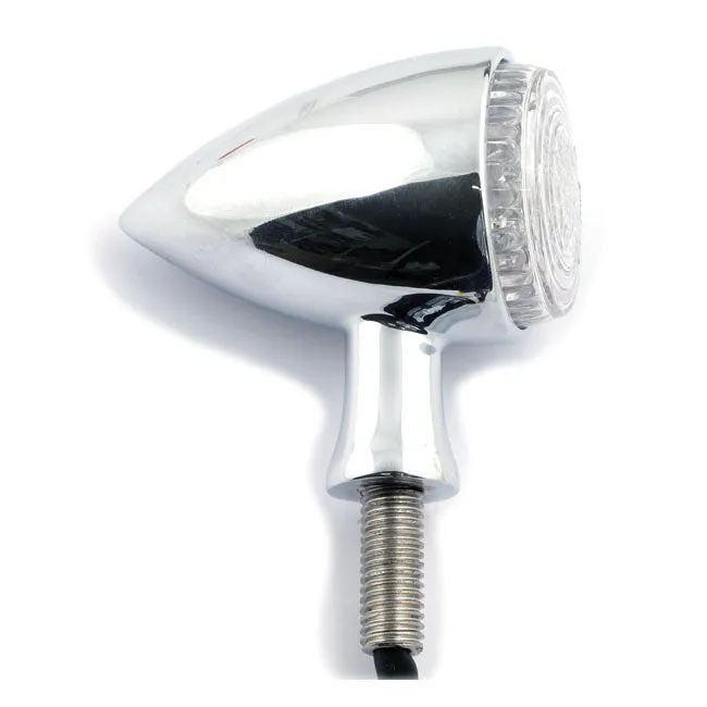 Bullet LED Turn Signals/Indicators (Pair)   41mm Fork Clamps - Chrome - Highway Hawk 68-203200 & 68-622