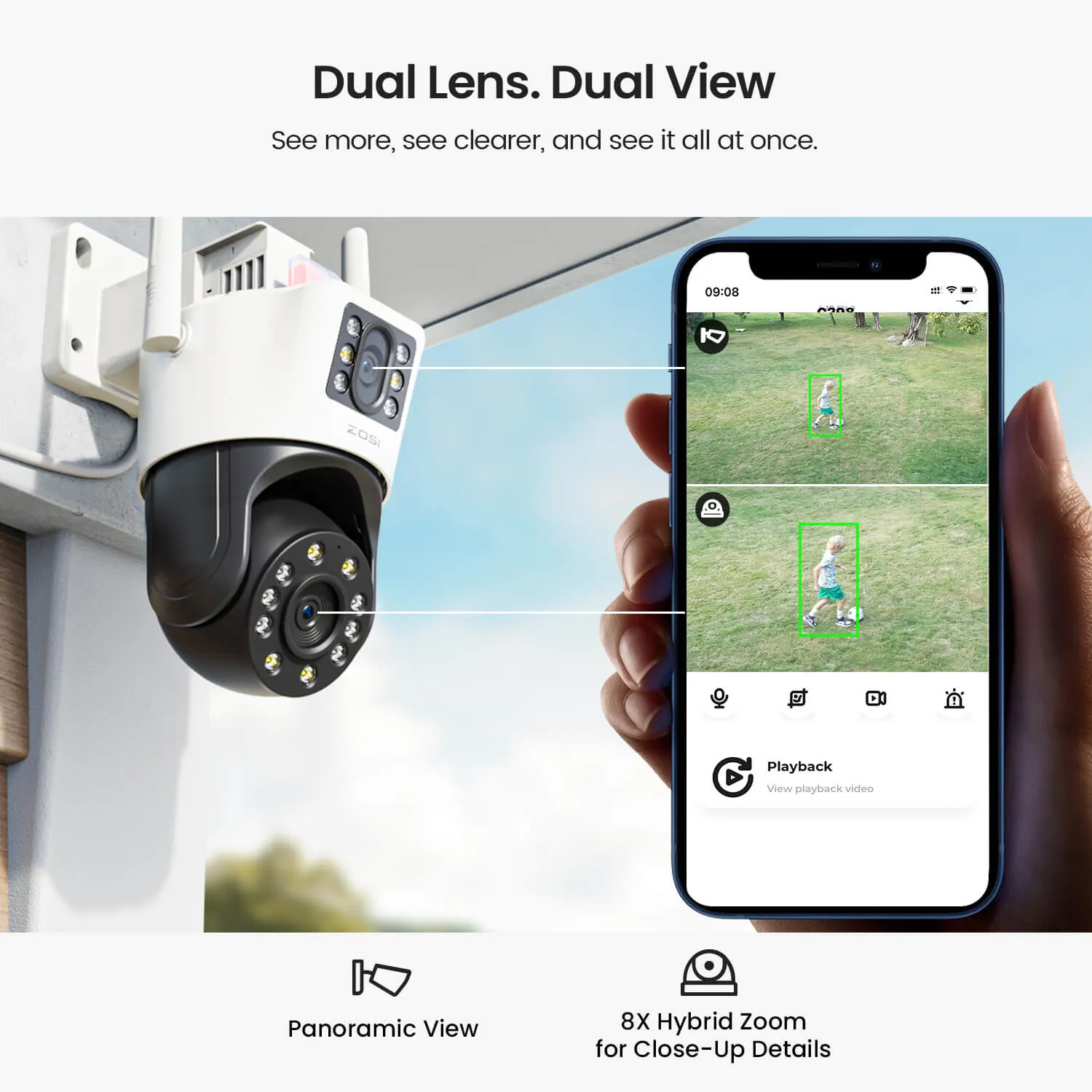 C298 2.4GHz WiFi PT Camera with Dual Lens   Up to 256GB Local Storage