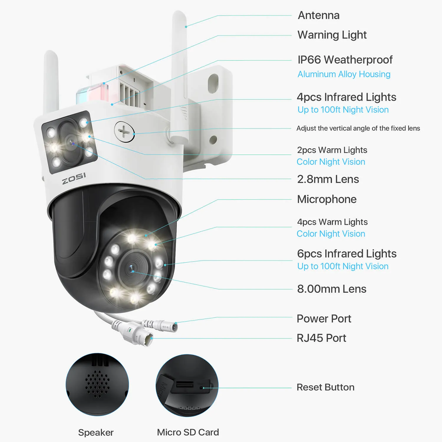 C298 2.4GHz WiFi PT Camera with Dual Lens   Up to 256GB Local Storage