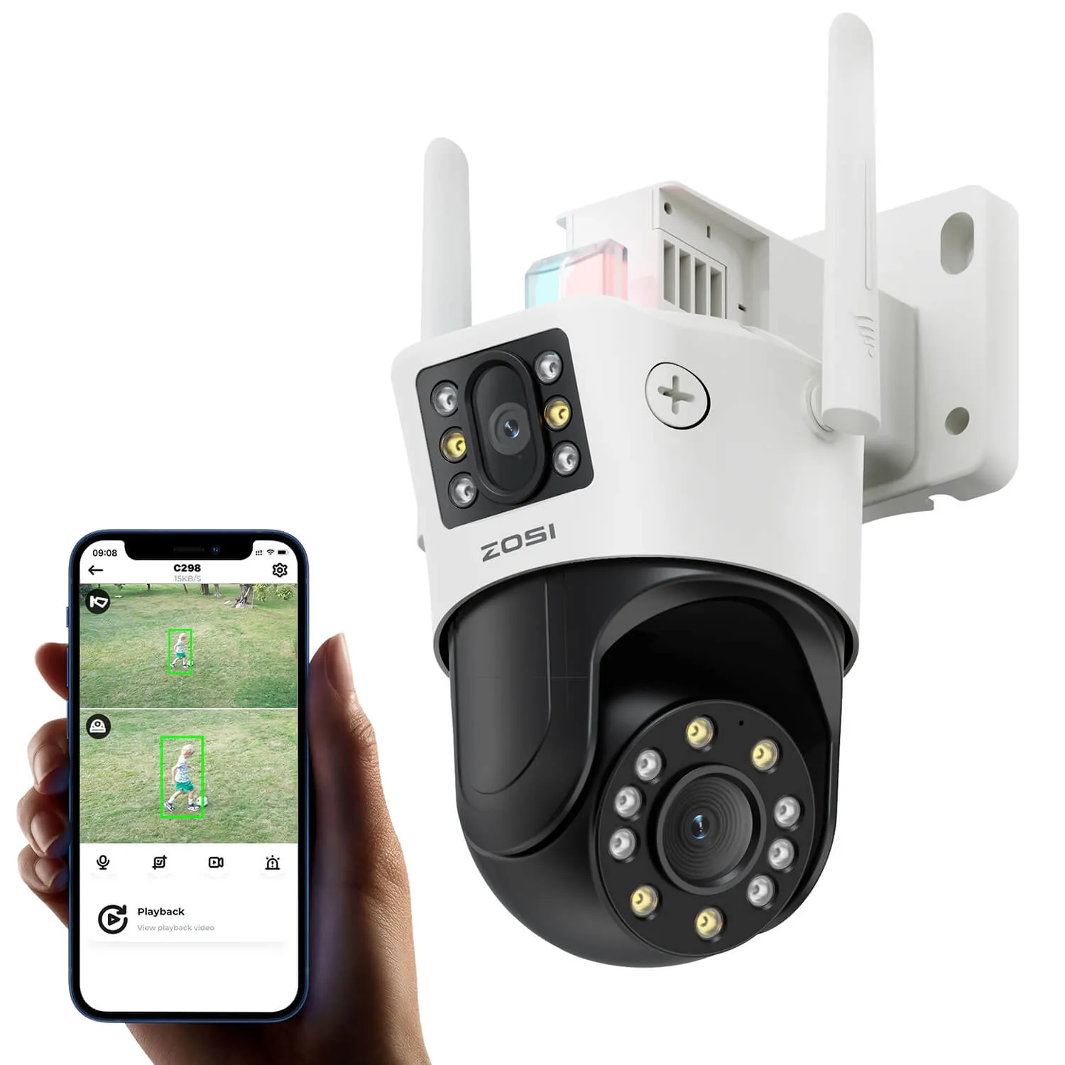 C298 2.4GHz WiFi PT Camera with Dual Lens   Up to 256GB Local Storage