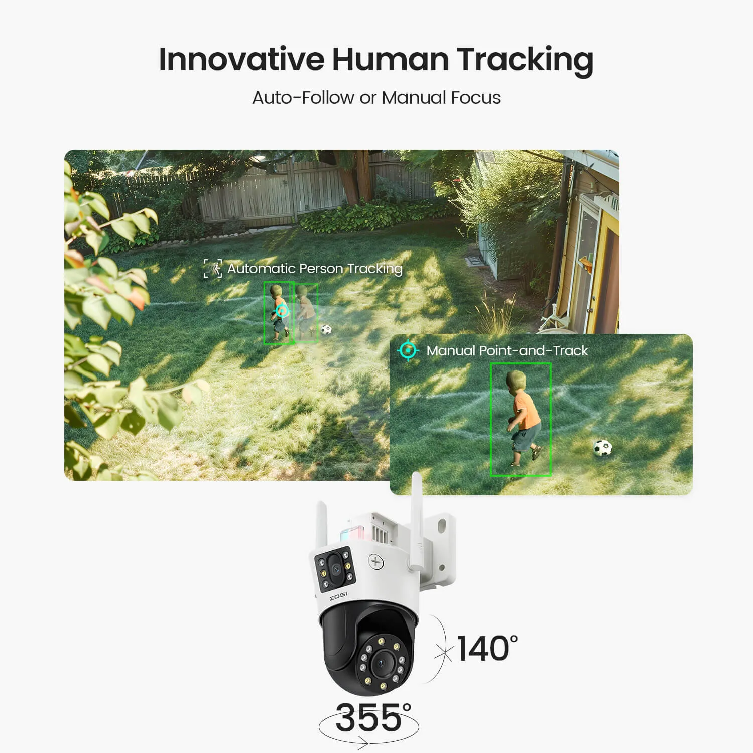 C298 2.4GHz WiFi PT Camera with Dual Lens   Up to 256GB Local Storage