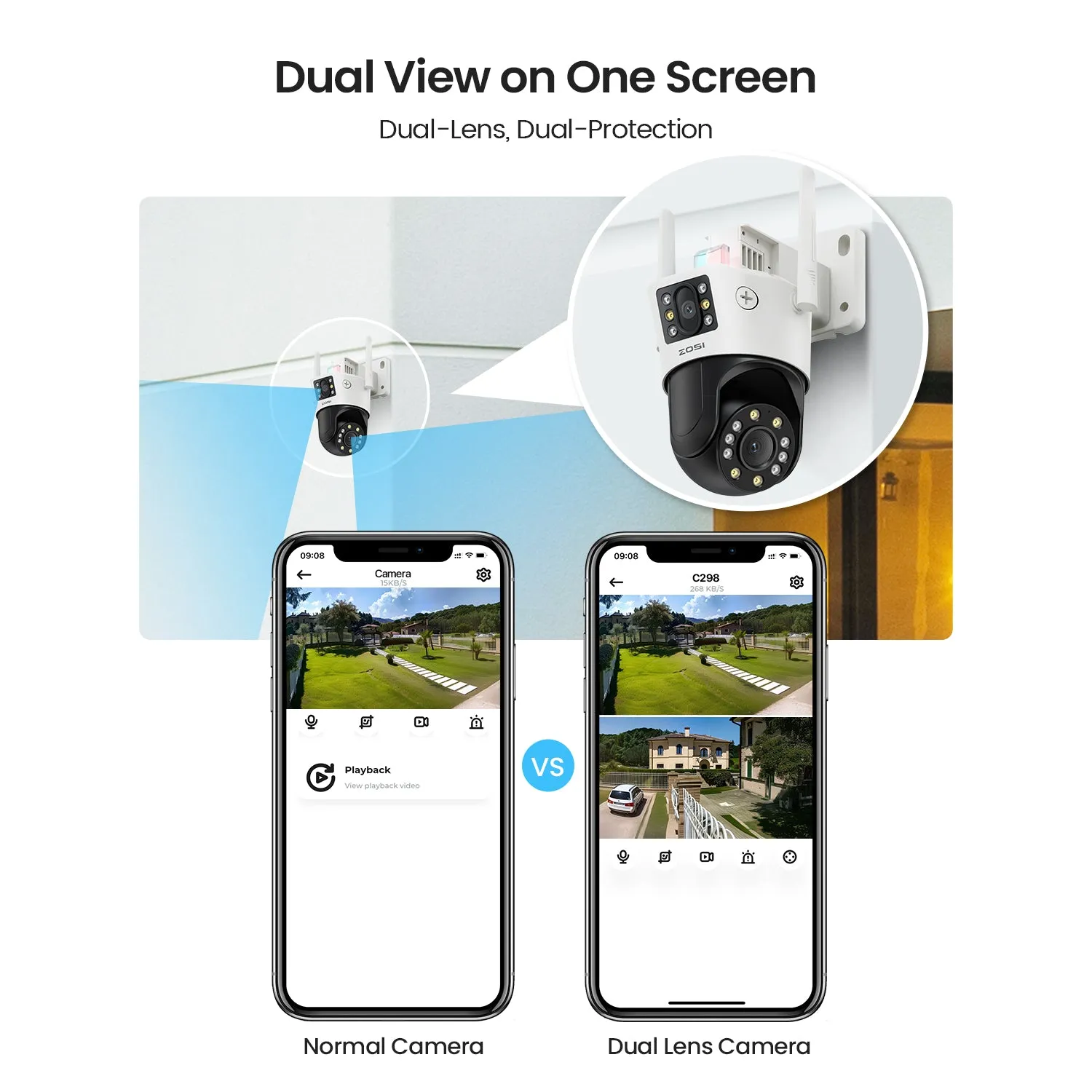 C298 2.4GHz WiFi PT Camera with Dual Lens   Up to 256GB Local Storage