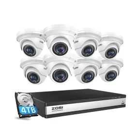 C429 5MP 16 Channel PoE 8-Camera System 80ft Infrared Night Vision