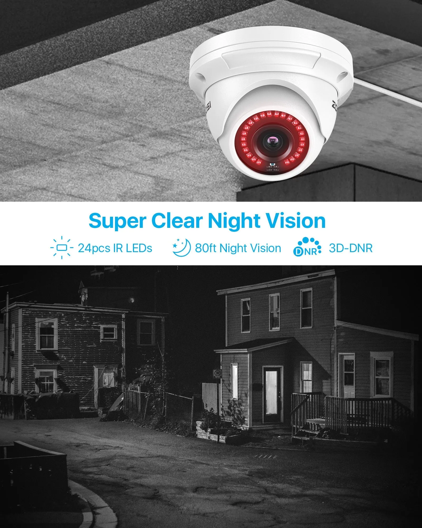 C429 5MP 16 Channel PoE 8-Camera System 80ft Infrared Night Vision