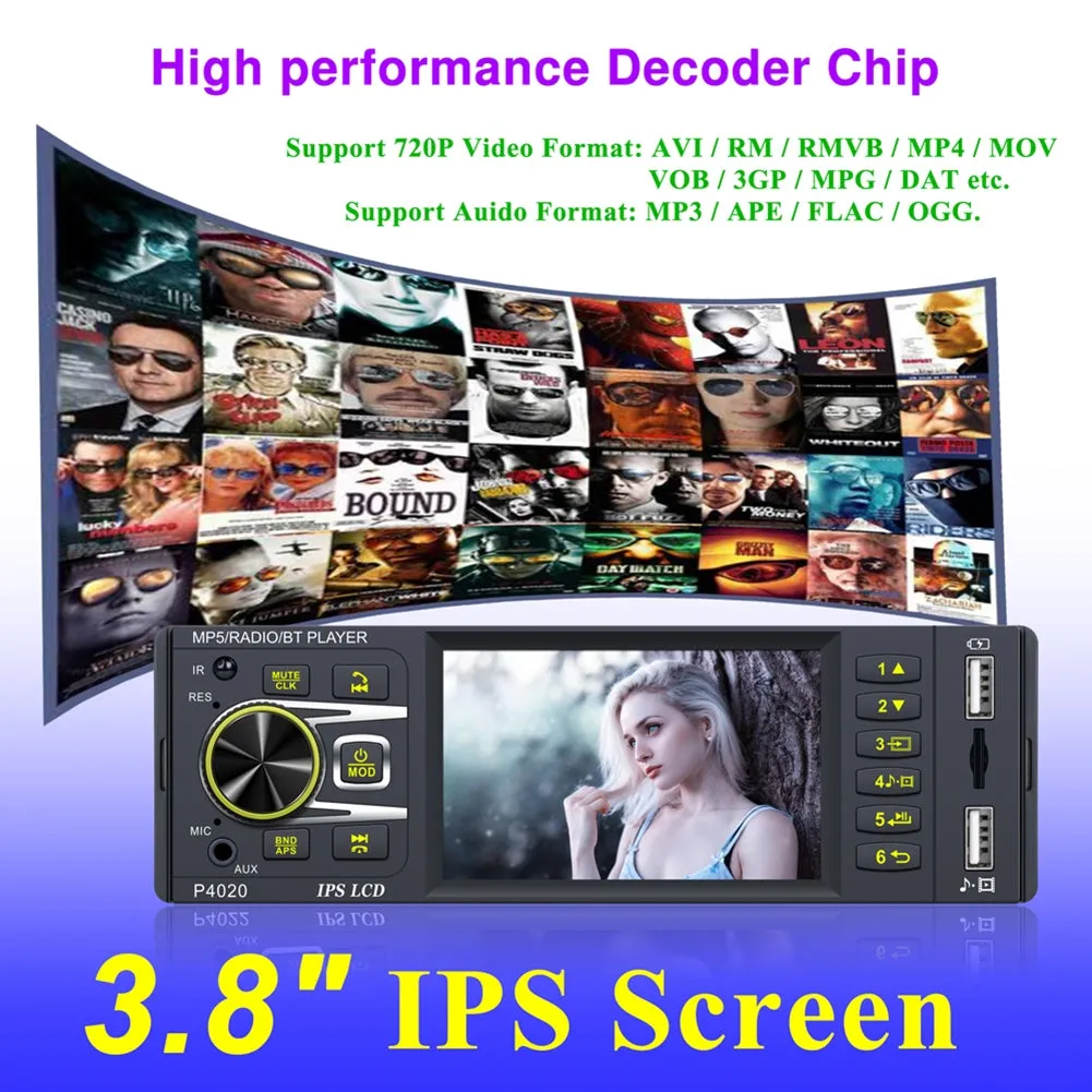Car Radio 4.1-inch Digital Ips Screen Mp5 Player Aux Usb Card