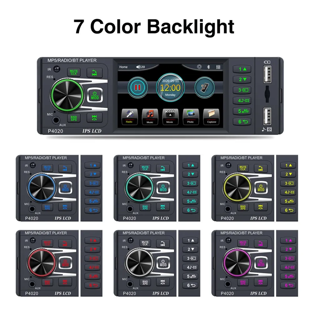 Car Radio 4.1-inch Digital Ips Screen Mp5 Player Aux Usb Card