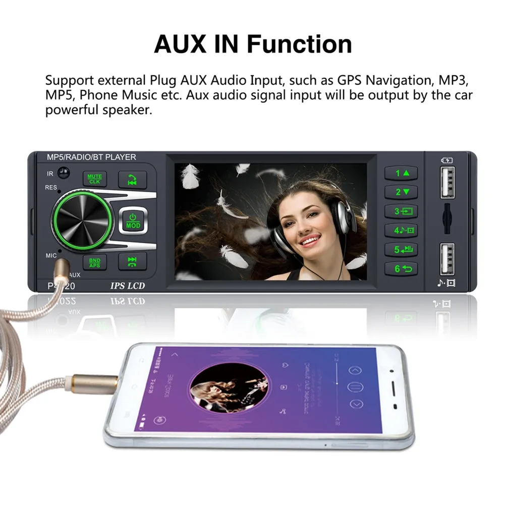 Car Radio 4.1-inch Digital Ips Screen Mp5 Player Aux Usb Card