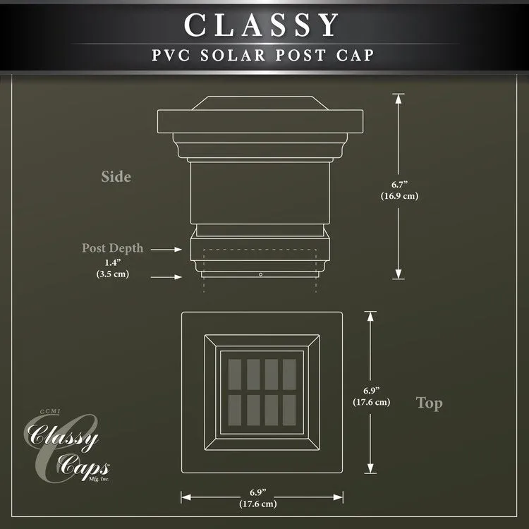 Classy 4" x 4" PVC Solar Post Cap - White