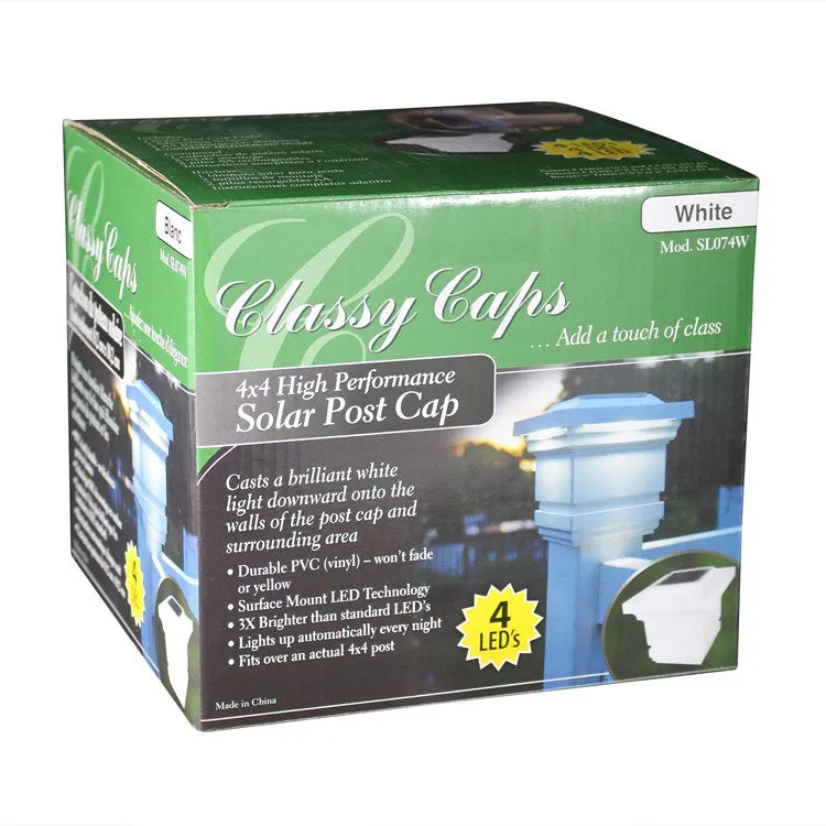 Classy 4" x 4" PVC Solar Post Cap - White