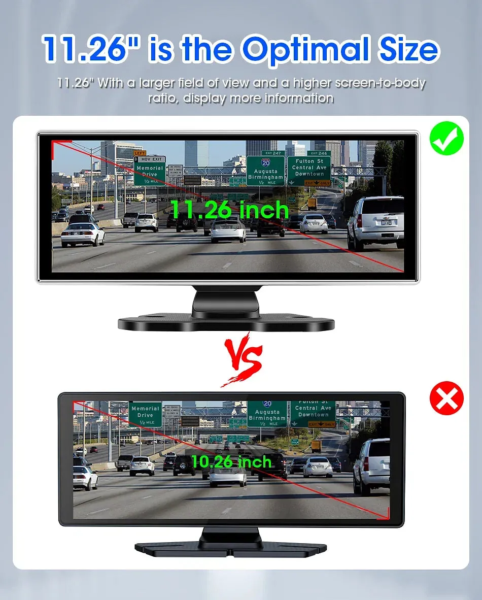 Color Name: Black, Sd Card Memory: 8g - 11.26" 4K Dash Cam Rear