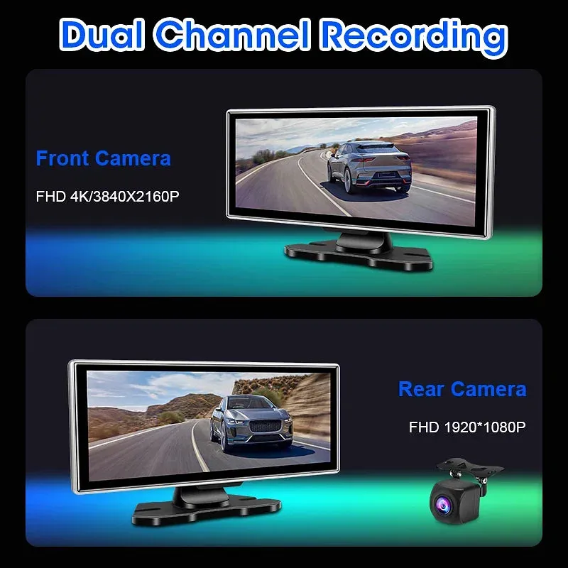 Color Name: Black, Sd Card Memory: 8g - 11.26" 4K Dash Cam Rear