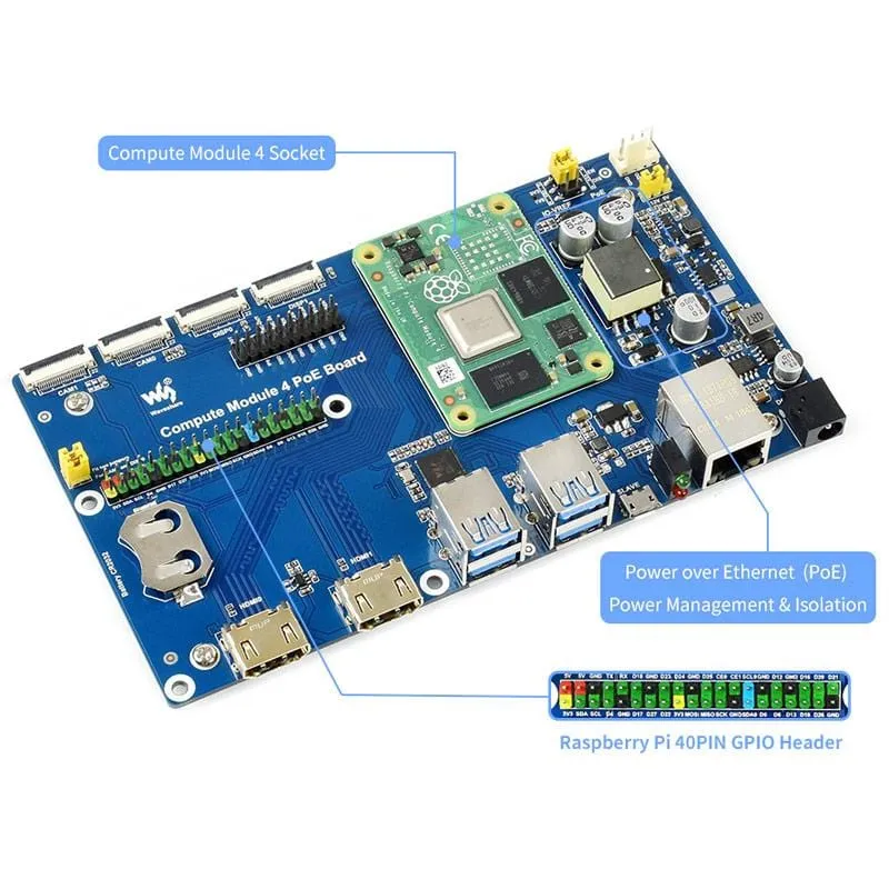 Compute Module 4 IO Board with PoE