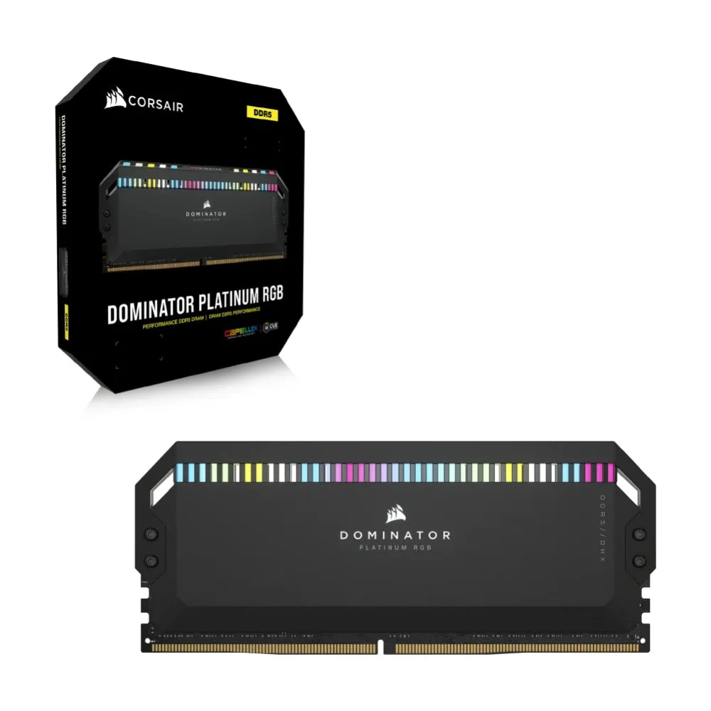 CORSAIR Dominator Platinum RGB RAM, 64 GB DDR5 (2x32 GB), 6600 MHz, CL32, CMT64GX5M2B6600C32, black