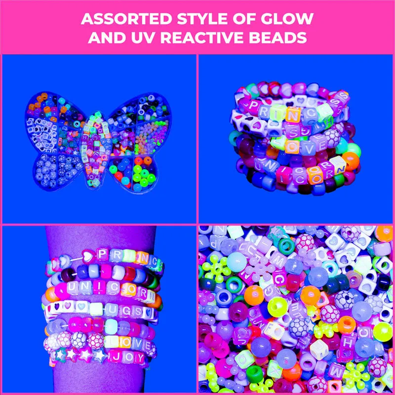 DIY Neon Glow Bracelet Bead Kit (400/box) for Beading, Bracelets, Necklace, Jewelry, Art & Crafts. Gift For Kids and Adults
