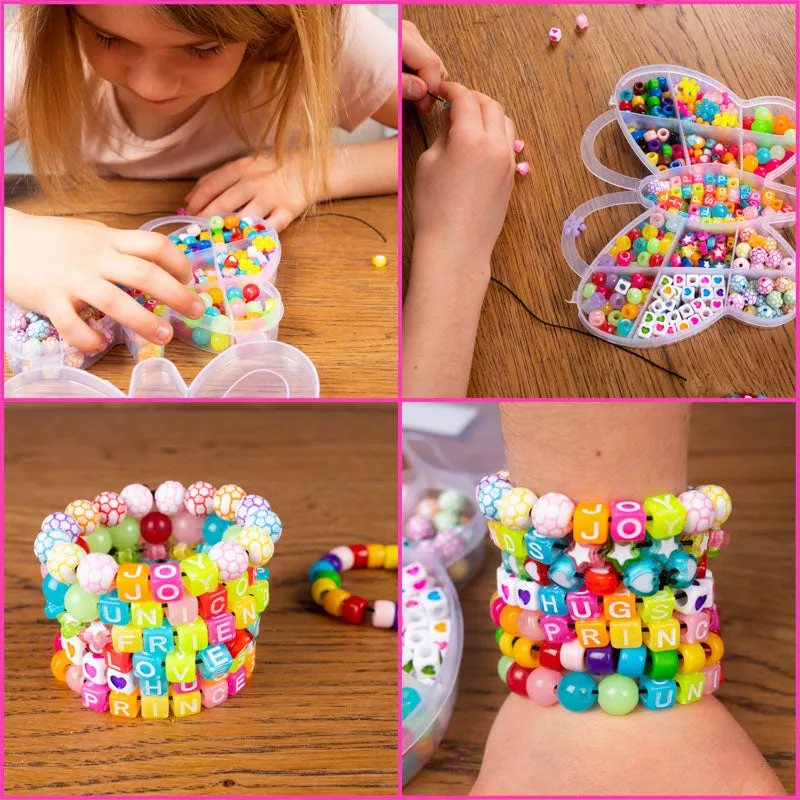 DIY Neon Glow Bracelet Bead Kit (400/box) for Beading, Bracelets, Necklace, Jewelry, Art & Crafts. Gift For Kids and Adults