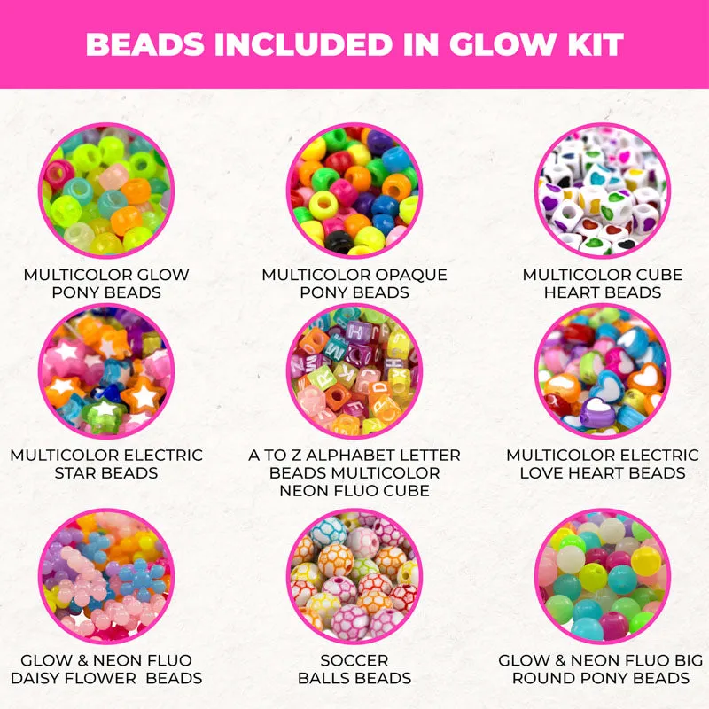 DIY Neon Glow Bracelet Bead Kit (400/box) for Beading, Bracelets, Necklace, Jewelry, Art & Crafts. Gift For Kids and Adults