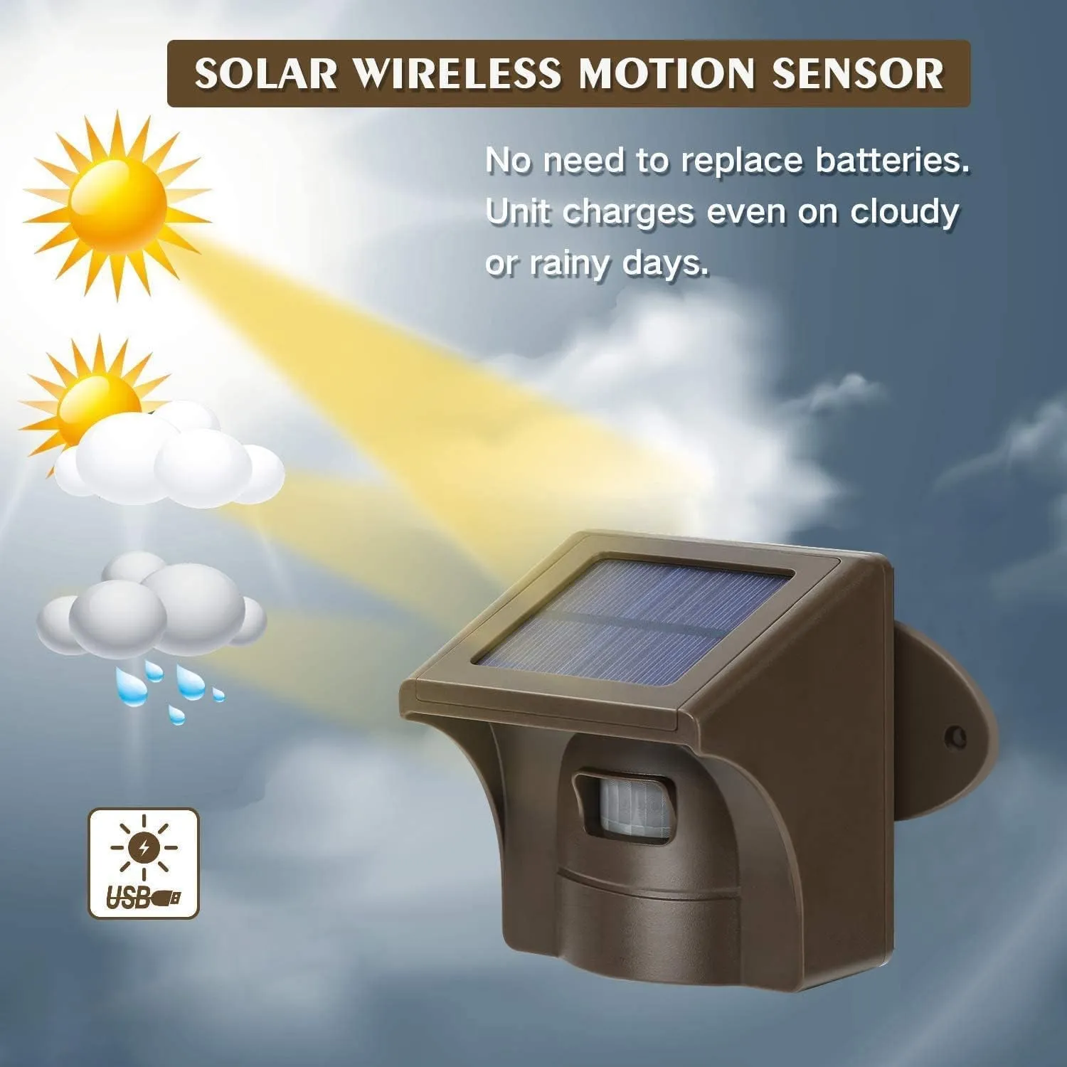 Emacros Long Range Solar Wireless Driveway Alarm Outdoor Weather Resistant Motion Sensor & Detector-Security Alert System-Monitor & Protect outside Property