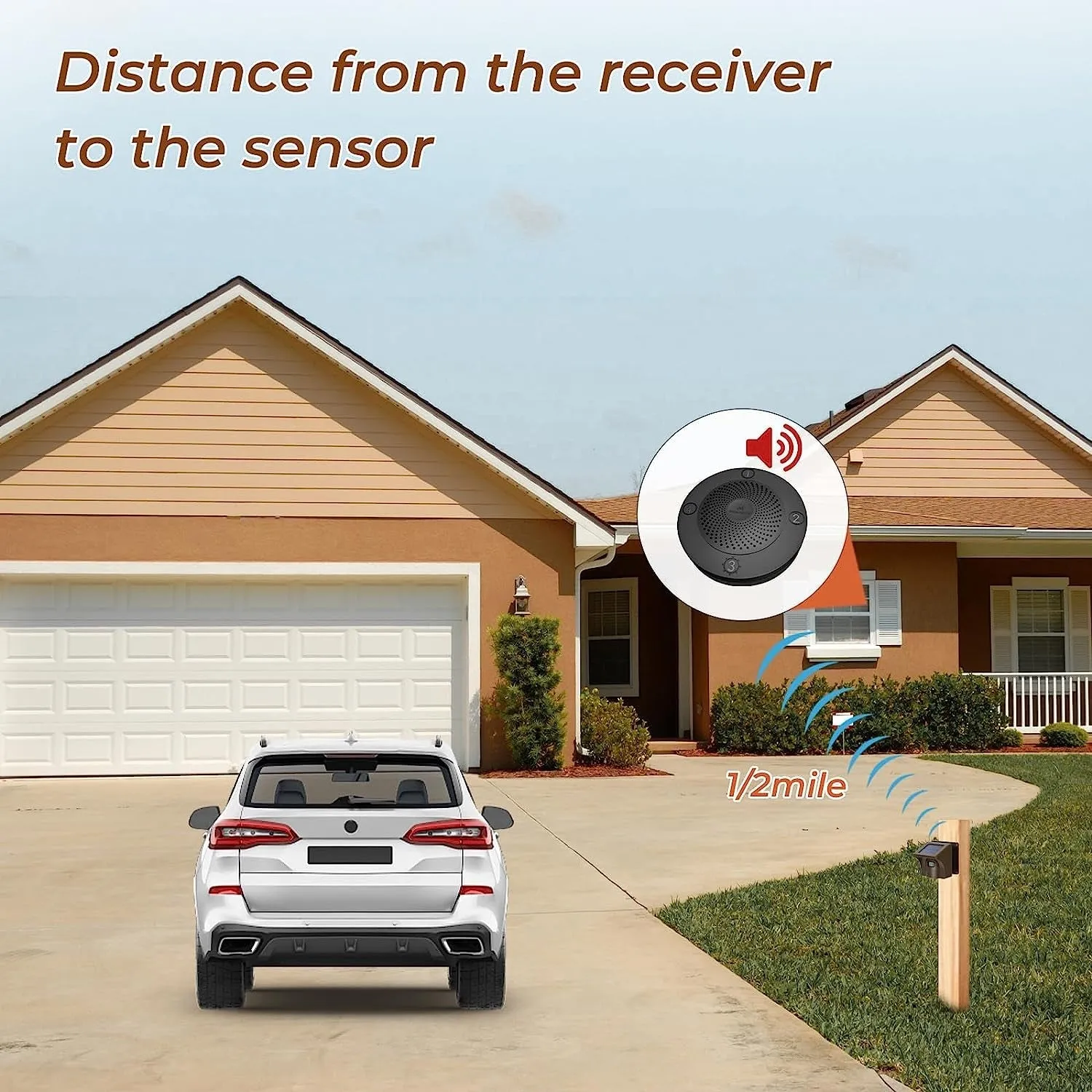 Emacros Long Range Solar Wireless Driveway Alarm Outdoor Weather Resistant Motion Sensor & Detector-Security Alert System-Monitor & Protect outside Property