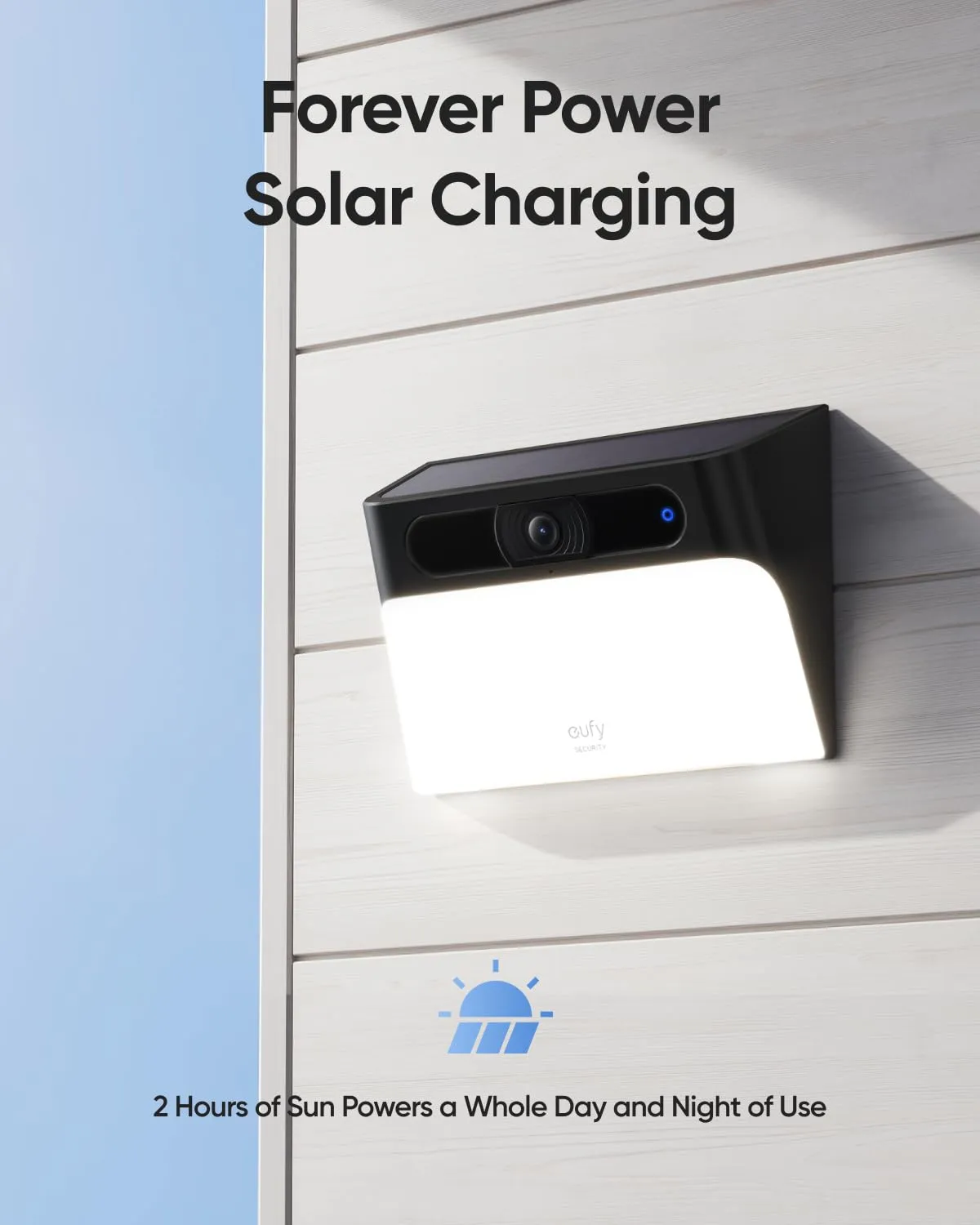 eufy Security Solar Wall Light Cam S120, Solar Security Camera, Wireless Outdoor, 2K Camera, Forever Power, Motion Activated Light, AI Detection, IP65 Waterproof, Spotlight, No Monthly Fee