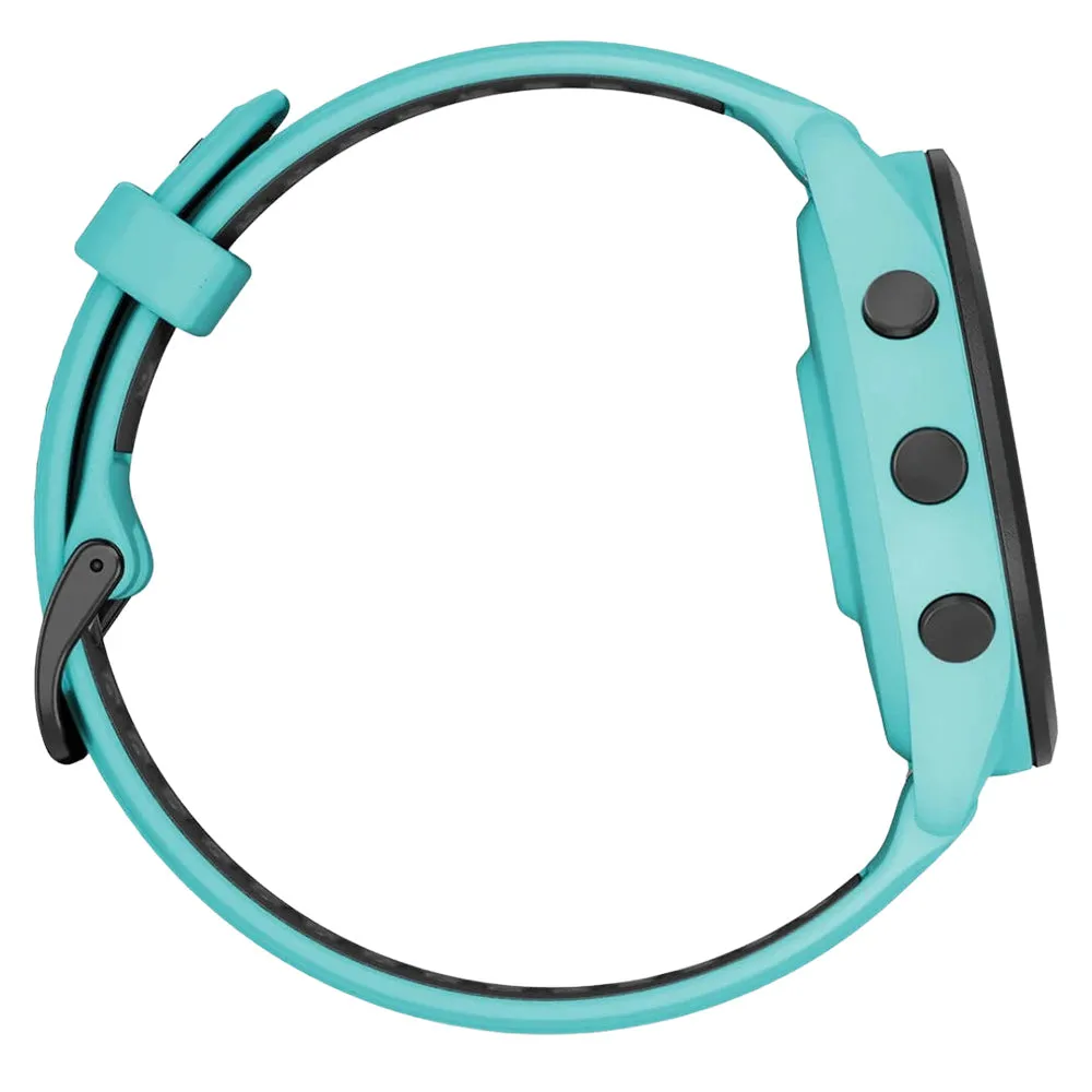 Garmin Forerunner 265 Aqua and Black Silicone Band Colorful AMOLED Display Training Metrics and Recovery Insights Running Smartwatch - 010-02810-02