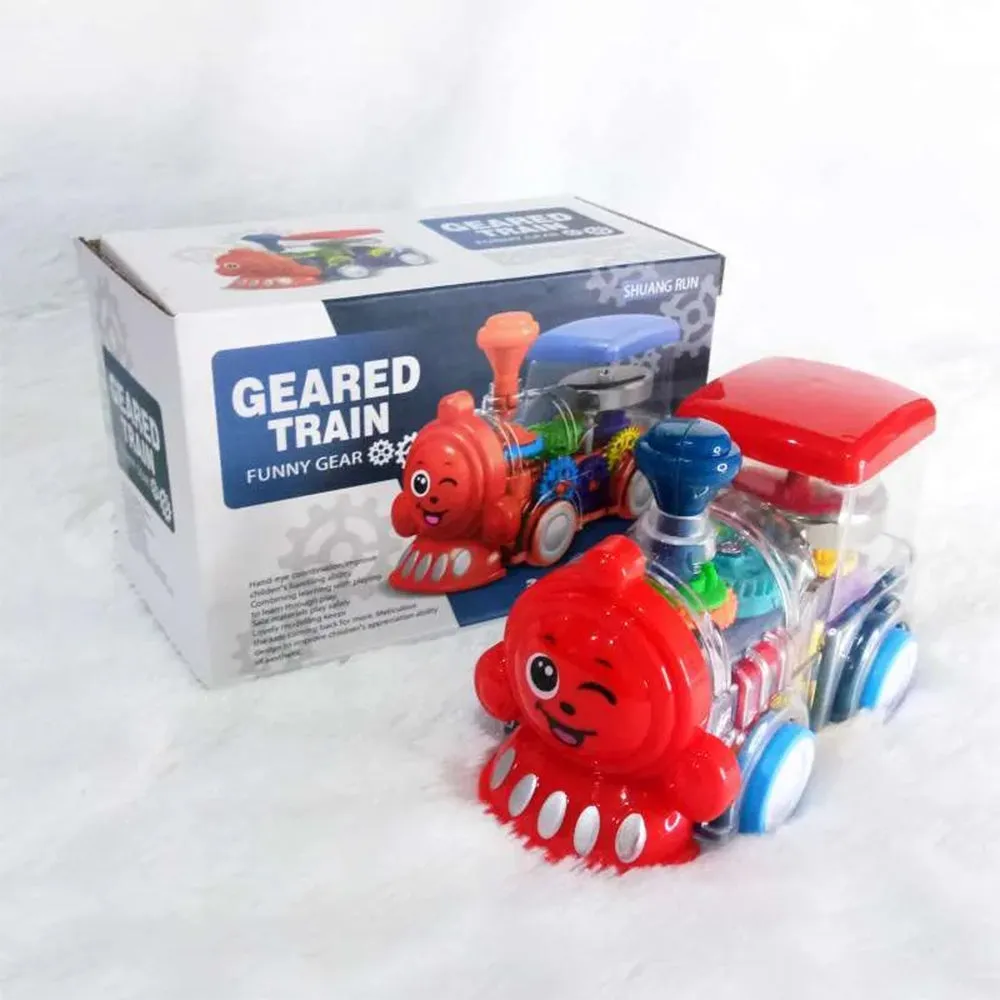 GEARED TRAIN WITH MOVING GEARS TINKLING AND LIGHT