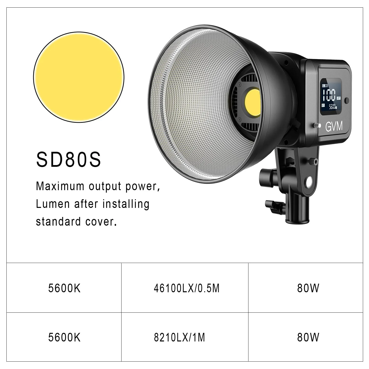 GVM SD80S 80w Spoltlight Daylight Can use Battery