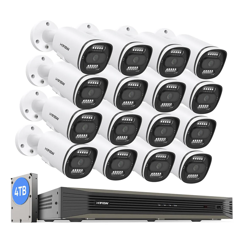 H.VIEW 16 Channels 4K 8MP PoE Security Camera System, Smart Dual Illumination, Two-Way Audio, Person Detection, HVK16-800S2-8MP