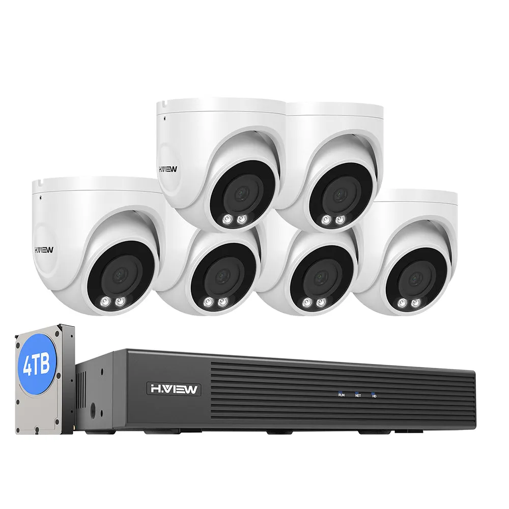 H.VIEW 8 Channels 4K 8MP PoE Security Camera System, Smart Dual Illumination, Audio Recording, Person Detection, HVK8-800S6-8MP