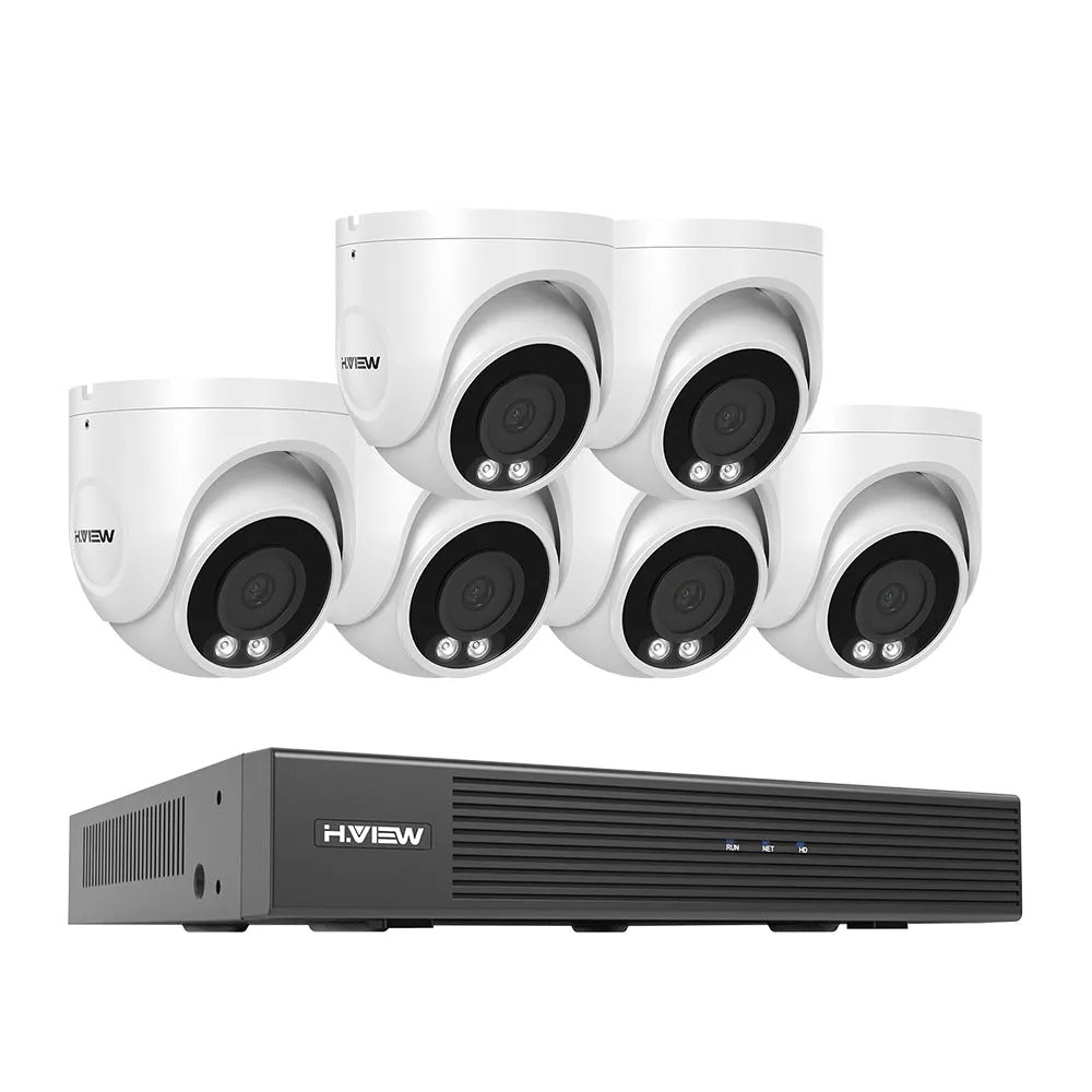 H.VIEW 8 Channels 4K 8MP PoE Security Camera System, Smart Dual Illumination, Audio Recording, Person Detection, HVK8-800S6-8MP