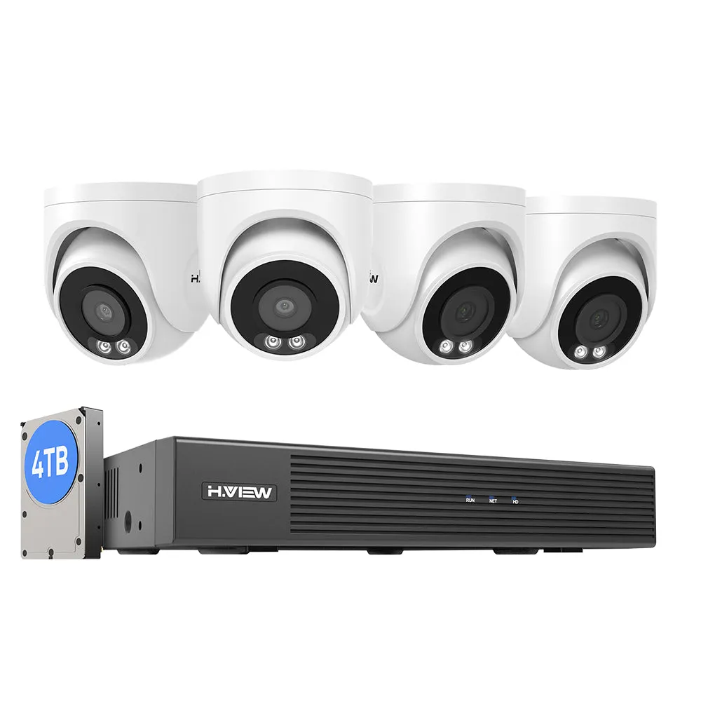 H.VIEW 8 Channels 4K 8MP PoE Security Camera System, Smart Dual Illumination, Audio Recording, Person Detection, HVK8-800S6-8MP