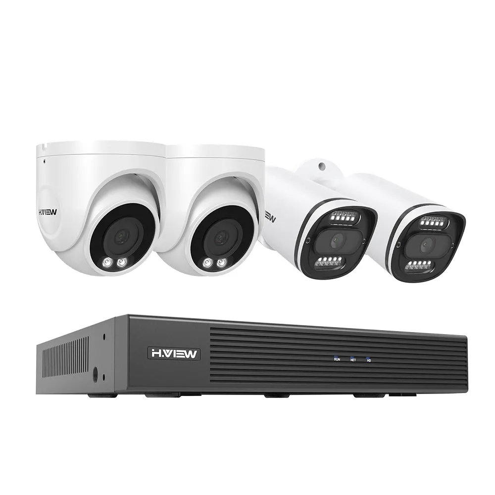 H.VIEW 8 Channels 5MP PoE Security Camera System, Smart Dual Illumination, Audio Recording, Person Detection, HVK8-500S2 500S6-5MP