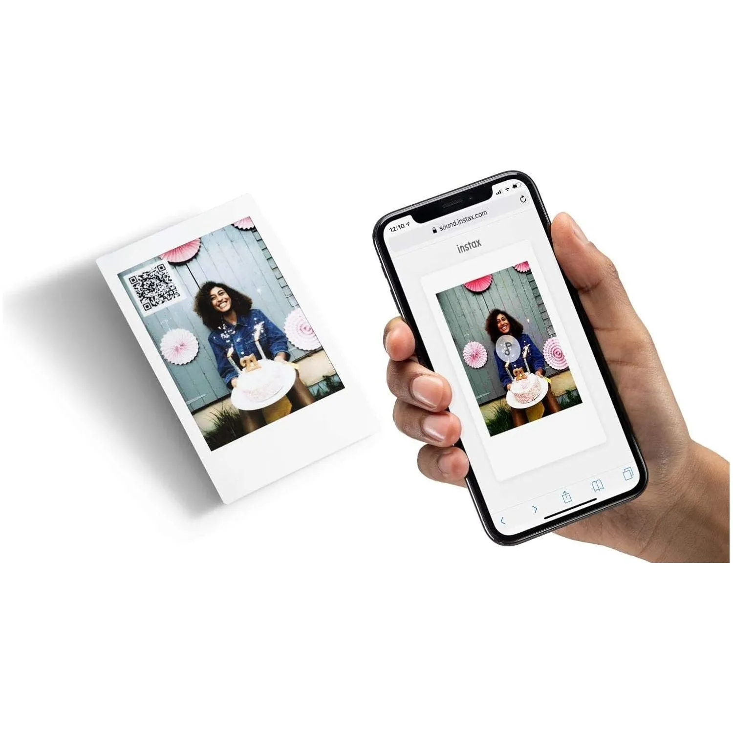 instax hybrid Instant Camera and Printer, Bluetooth, Stone White, LiPlay