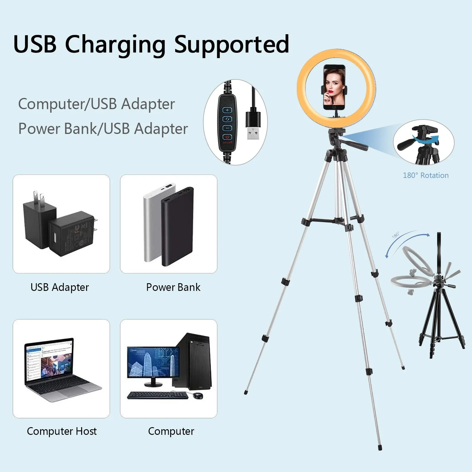 LED Selfie Ring Light Tripod Remote Control